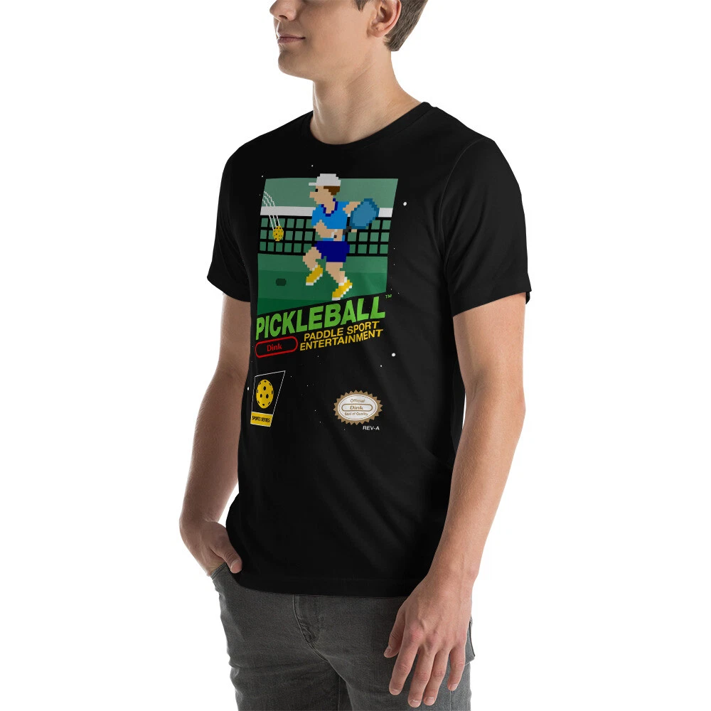 PICKLEBALL Pickle Ball Paddle Jersey Tee 8-bit Nintendo Pixel Art Unisex T-Shirt