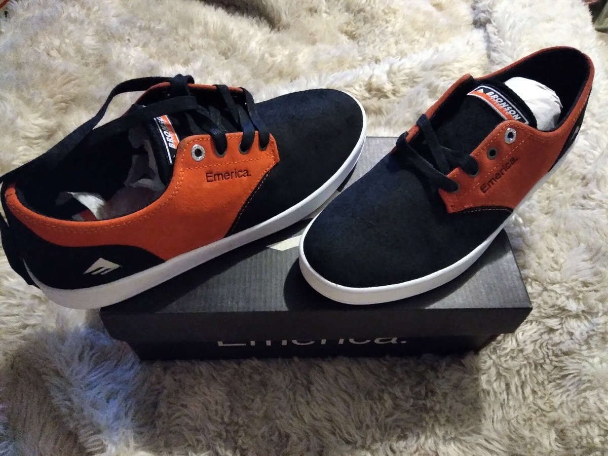 NEW EMERICA/BRONSON BEARINGS THE ROMERO SUEDE SHOES SIZE 10.5M US  ORANGE/BLK leo | eBay