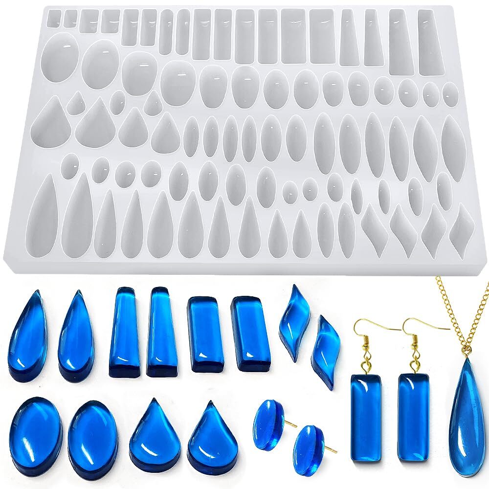 Silicone Stud Earring Mold with 41 Paired Shapes Including Teardrop Dangle-image