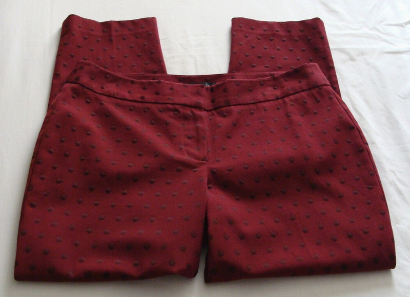 TALBOTS Dark Red POLKA DOT "SIGNATURE" Crop CAPRI Pant Sz 12P (26 In)