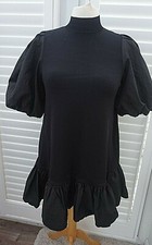 Zara Dress Size M Black Flared Swing Balloon Sleeve Party Mini A Line Evening