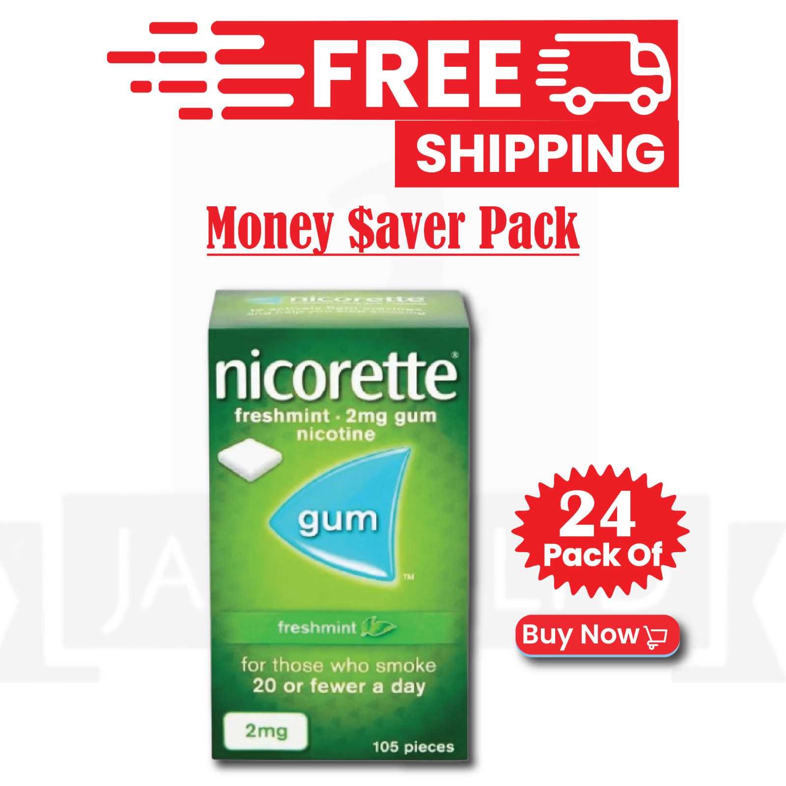 Nicorette Gum Freshmint 2mg 105ct-PACK OF 24