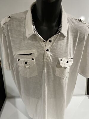 Truth Substance Common Sense Mens White 1/4 Button-Up Short Sleeve Size 2XL
