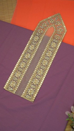 FCL Indian Suit Patch Gold Neckline Suit Neck Collar Appliqué Patch Sew on - Picture 8 of 11