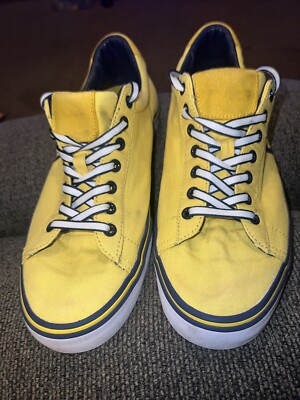 Polo Ralph Lauren Court VLC SK VLC Yellow Blue Mens Size 8 Polo Ralph Lauren Sayer Leather-Suede Men main image 4