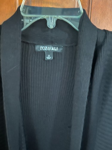 Preowned ROZ & ALI Black Ribbed Rayon Polyester Open Sweater Woman 1X - Picture 10 of 16
