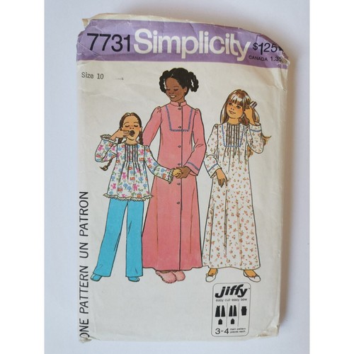 Accappatoio, pigiama e camicia da notte bambina vintage anni 70 modello cucito semplicità 7731