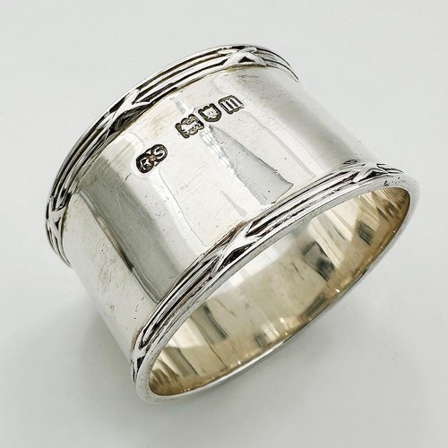 ANTIQUE NAPKIN RING STERLING SILVER EDWARDIAN LONDON 1907 ROBERT STEWART