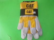 NEW YELLOW / GRAY CAPERPILLAR SPLIT LEATHER WORK GLOVES LARGE FREE SHIPPING