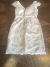 JENNY YOO BHLD Anthropologie size 0 beige metallic lace  party dress evening