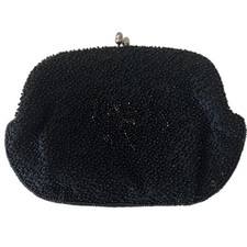 Vintage Black Art Deco Style Beaded Clutch Purse Made in Japan