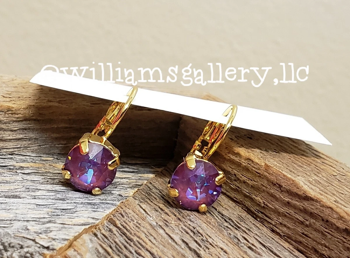 Burgundy crystal earrings discount