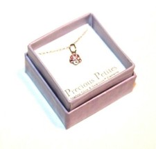 Precious Petites SS Light Rose Pink Swarovski Crystals Flower Pendant 13" Chain