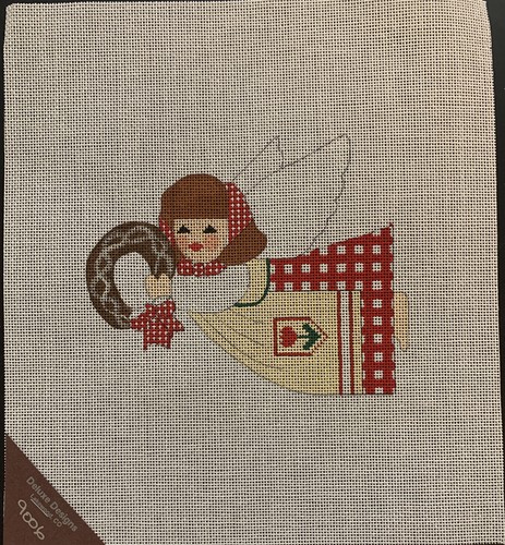 Deluxe Designs Hand Painted Embroidery Canvas Angel with Wreath