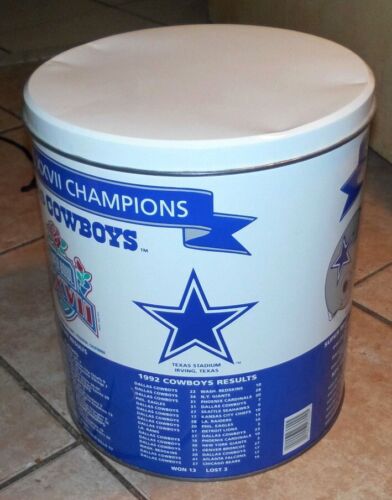 Vintage DALLAS COWBOYS Super Bowl XXVII Champions Popcorn Tin - Picture 2 of 5