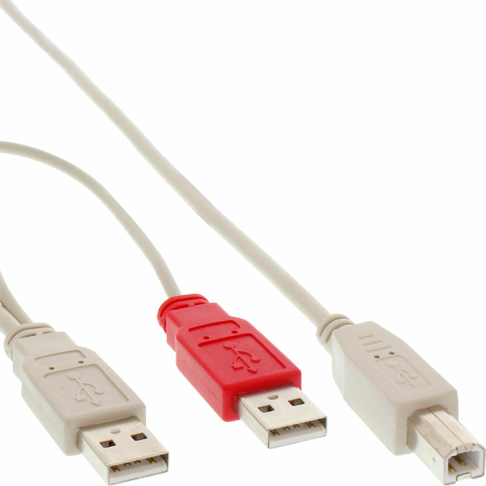 INL InLine® Cavo USB 2.0 Sdoppiato, 2x A maschio / B maschio, 1m, Y Form, nero