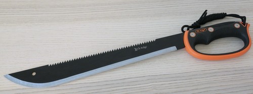 22” Classic Machete Black Sawback 5mm Thick Full Tang Rubber Handle Sheath Sharp - Picture 2 of 5