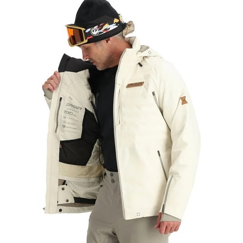 Men's Spyder Pinnacle Gtx Insulated Ski Jacket, Cream, Medium, Brand New W Tags - Picture 4 of 6