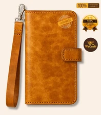 Men’s Handmade Full Grain Genuine Leather Bifold Long Wallet Vegetable Veg Tan