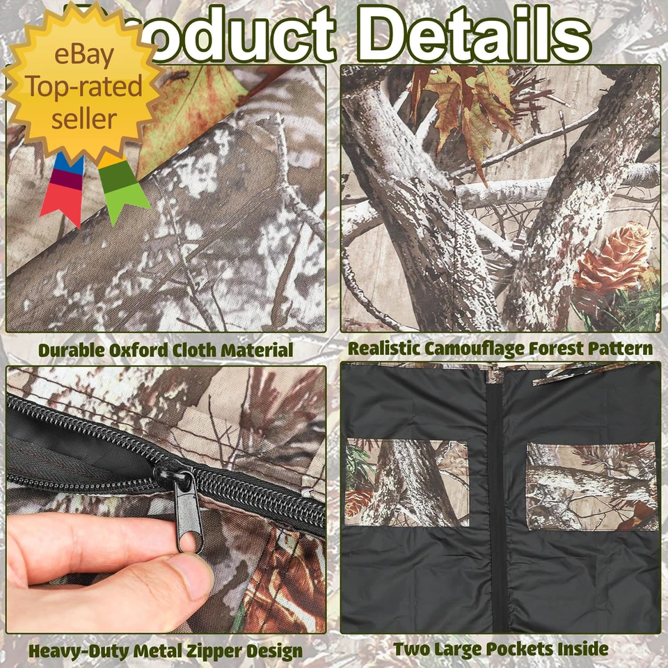 Hunting Tree Stand Blinds Cover Camouflage Universal Tree Stand Blinds Realistic - Image 3 of 4