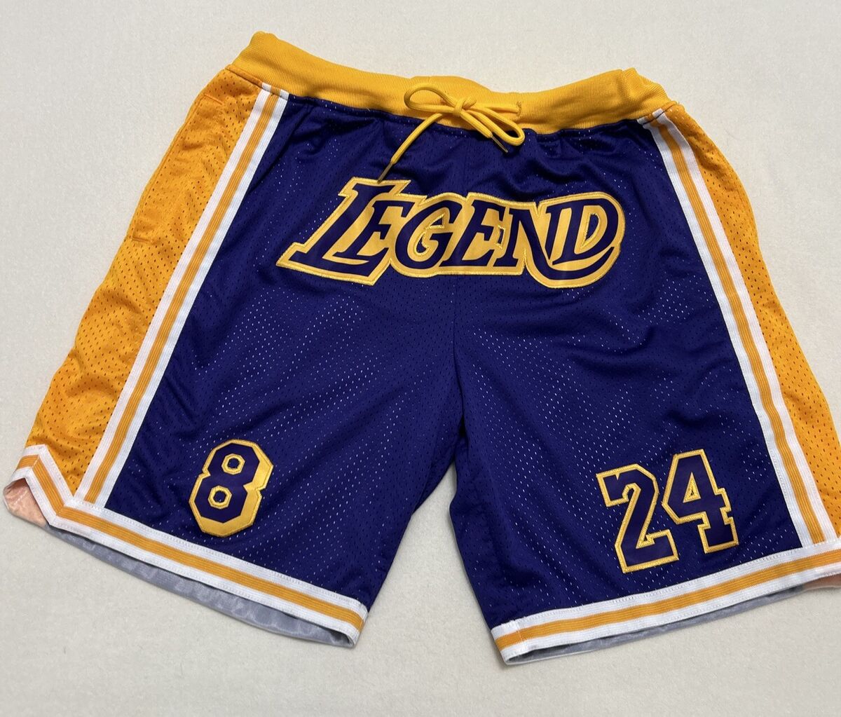 L.A Lakers Kobe Bryant Embroidered Basketball Shorts Sz Med L.A Lakers Kobe Bryant Embroidered Basketball Shorts Sz Med