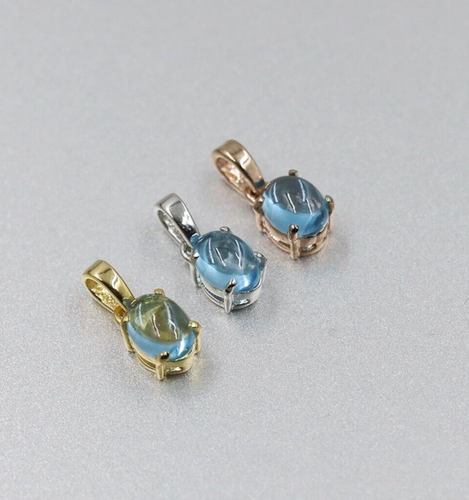 Owyhee Bleu Opale , Bleu Gemme Topaze Argent Bijoux Pendentif 1.5