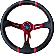 VOLANTE SPORTIVO PKR CALICE ROSSO CON STRISCE ROSSE UNIVERSALE TUNING RALLY