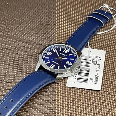 Casio MTP-V004L-2B Analog Blue Leather Quartz Men's Simple Casual