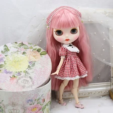 Blythe doll Dudu mouth Make up Long Pink hair from Factory Joint Body 12" TBY740