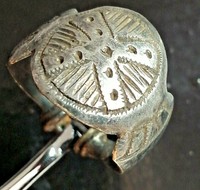 SCARCE ANCIENT ROMAN RELIGIOUS SILVER RING CROSS ENGRAVINGS 