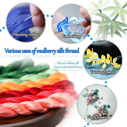 Premium Silk Thread for Embroidery - 110m Length, 12 Handmade Colors for Crafts - Picture 7 of 8