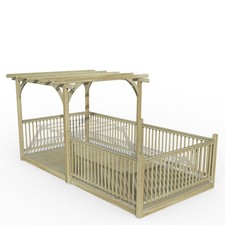 Forest 2.4 x 4.8m Wood Pergola Decking kit 5x Balustrade 4x post with/out Canopy
