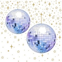 20 Servietten Disco Ball - Discokugeln Weihnachten Party Deko Sterne 33X33Cm