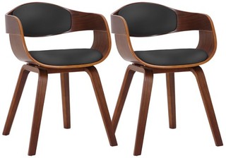 #R155478/0210 2x Stühle Kingston Kunstleder walnuss/schwarz Lehnstuhl Stuhlset