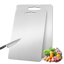 2Pack Titanium Cutting Board, 2025 New Upgrade 100% Pure Titanium Cutting Boa...