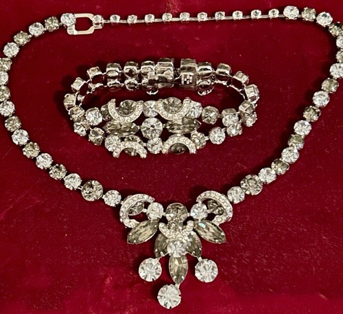 VINTAGE SIGNED EISENBERG ICE 2 PIECE SET NECKLACE , BRACELET