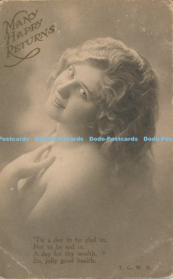 R050999 Viele Happy Returns Frau Bromo vergoldet Geburtstag Serie 1915