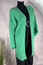 Strickjacke Cardigan Longjacke Mantel 36 38 40 Italien Damen Wollmix 082 GRÜN