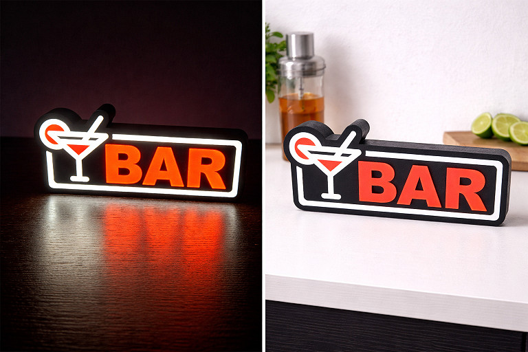 Boîte lumineuse bar LED déco vintage pour coin bar et cuisine américaine