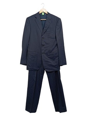Ermenegildo Zegna Herren Anzug Sakko Hose Blau Gestreift Gr. 48 Wolle Business