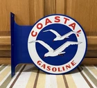Coastal Gasoline Flange Sign Beach Birds Double Sided Vintage Style Wall Decor
