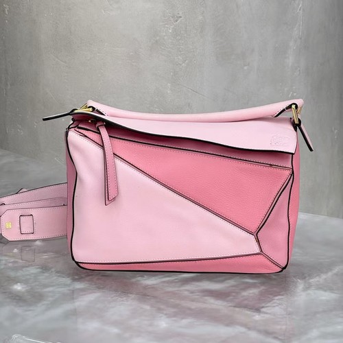 Loewe Puzzle Shoulder Bag Pink Two Tone Calfskin Leather Gold Hardware eBayAG-