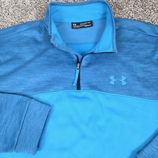 Under Armour 1/4 Zip Mens 3XL Blue Cold Gear Fleece Pullover Loose Fit Big