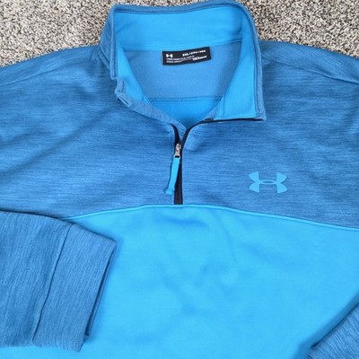 Under Armour 1/4 Zip Mens 3XL Blue Cold Gear Fleece Pullover Loose Fit Big