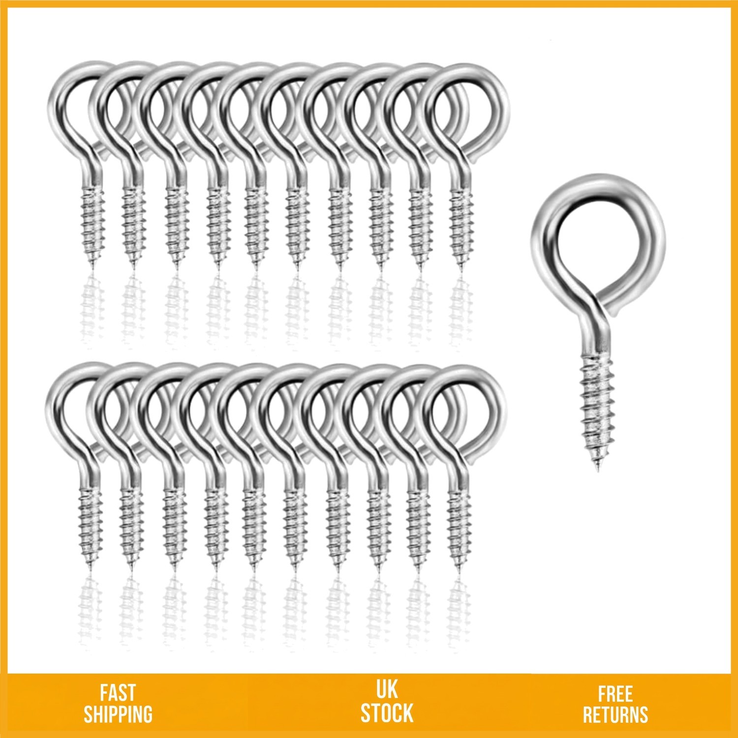 Durable Galvanized Self Tapping Eyelet Screw Hooks for Wood 35mm 20 PCS
