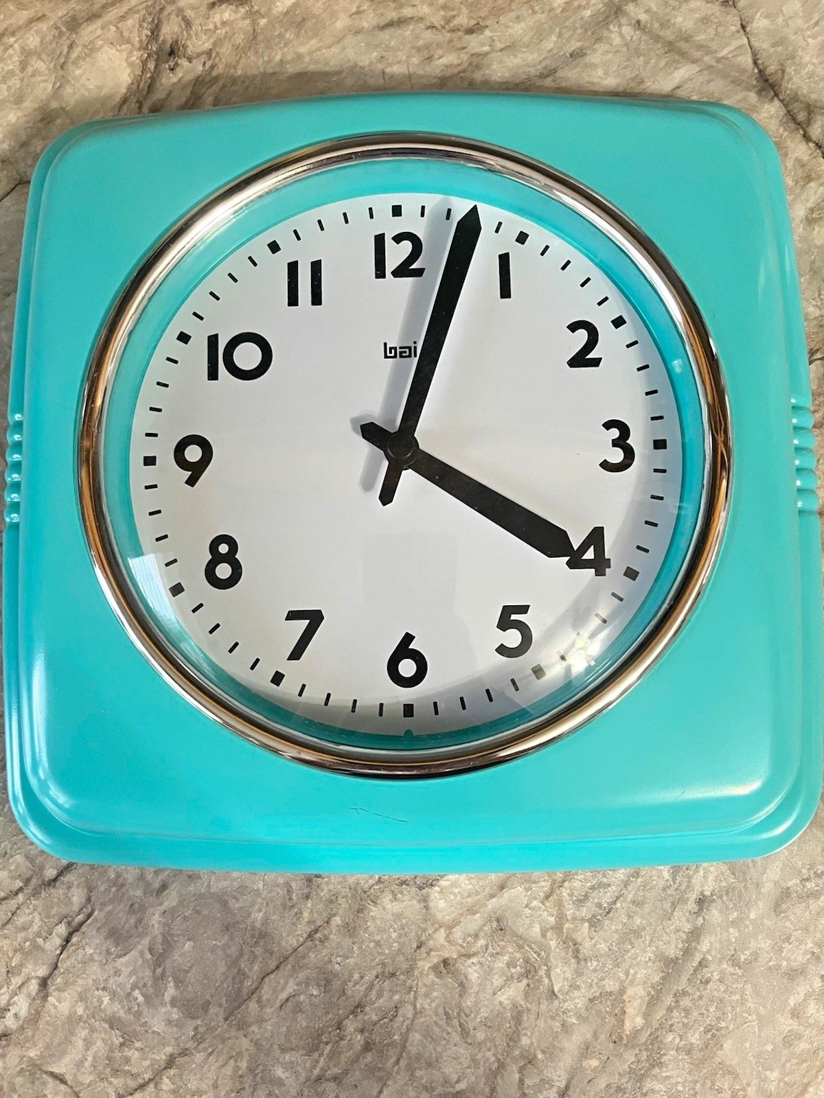 Vintage Bai Blue Square Analog Wall Clock photo