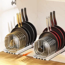 2 Pack Pull out Pot Lid Organizer for Under Cabinet, Slide Out Pot and Pan Or...