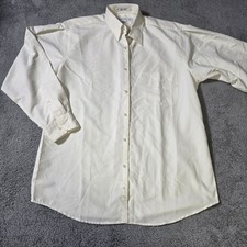 Perry Ellis Mens 15.5 32/33 Dress Shirt Cream Button Up Portfolio Long Sleeve