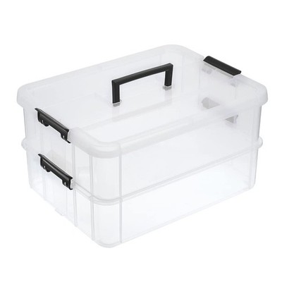 2 Layer Stack & Carry , Plastic Multipurpose Portable Storage Container Handl...