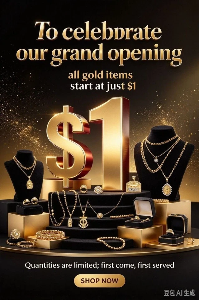 New store opening! All gold items start at $1. Limited quantities available
